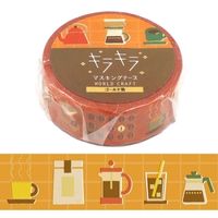#ワールドクラフト マスキングテープ キラキラマスキングテープ With coffee  オレンジ KRMT15-081