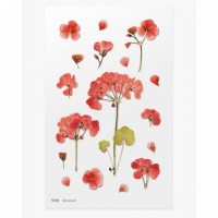 #ワールドクラフト シール Pressed Flower Stickers  1枚入 Geranium PFS-005