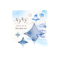 #ワールドクラフト シール キラキラクリアフレークシール 12柄･各3枚 Blue tea party KFS-034