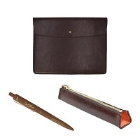 #komamono 収納用品 Greeful･ペンケース(S)＆ブリーフケース＆ボールペン セット ブラウン GR904824