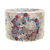 #シール堂 マスキングテープ きらぴかマスキングテープ  薔薇猫 ks-dt-50023