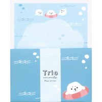 #ラボクリップ レター トリオ水族館･ミニレターセット 便箋6枚･封筒3枚 ゴマフアザラシ B26-TRML-GA