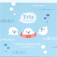 #ラボクリップ メモ帳 トリオ水族館･メモ 4柄×25枚 ゴマフアザラシ B26-TRME-GA