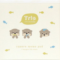 #ラボクリップ メモ帳 トリオ水族館･メモ 4柄×25枚 コツメカワウソ B26-TRME-KK