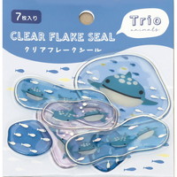 #ラボクリップ シール トリオ水族館･クリアフレークシール 7枚入 ジンベイザメ B26-TRFS-JZ