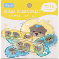 #ラボクリップ シール トリオ水族館･クリアフレークシール 7枚入 コツメカワウソ B26-TRFS-KK