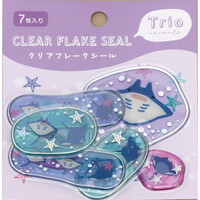 #ラボクリップ シール トリオ水族館･クリアフレークシール 7枚入 マンタ B26-TRFS-MA