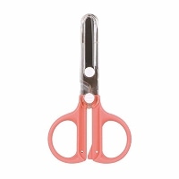 #クツワ 事務小物 キャップ一体コンパクトはさみ  コーラル SS124CR