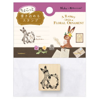 #エヌビー社 印章用品 木製スタンプ･RESSA  花飾るうさぎ 4867702
