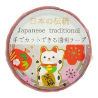 #クローズピン マスキングテープ 日本の伝統シリーズ 透明･3m 招き猫 MT16787