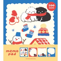 #古川紙工 メモ帳 メモパッド ４design･100Sheet 雪といぬ LM479
