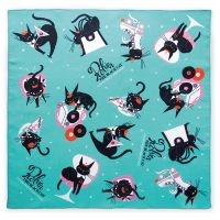 #表現社 身辺雑貨 黒ねこ意匠ハンカチ  BLACK CAT ROBIN 26-995