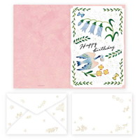 #表現社  Bird birthday card   pink   浅野みどり 27-053