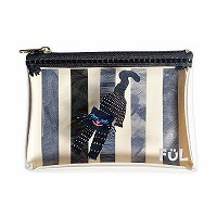 #KITERA 身辺雑貨 ネコラージュケース ファスナー付 ストライプgray F-NC-06