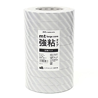 #カモ井加工紙(国内販売のみ） 梱包用品 mt･LargeCore強粘 封緘用･25m×10巻 ストライプ銀･10P MT10L076