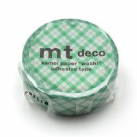 #紀寺商事(国内販売のみ） マスキングテープ マステ細かいギンガムチェック 5m巻 グリーン MT01D602