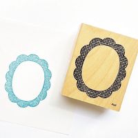 #こどものかお 印章用品 Ｎアイラブスタンプ  花チェック枠 1536-010