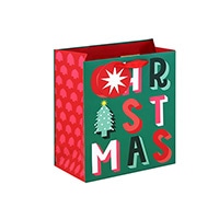 #クオバディス・ジャパン(国内販売のみ） 梱包用品 クリスマスペーパーバッグブライト S グリーン cfX-37493-3W