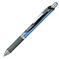 【ぺんてる】ボールペン エナージェルボール ノック式 0.5mm ブルー軸 黒  BLN75-A