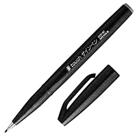 【ぺんてる】 水性ペン・筆ペン 筆タッチサインペン  ブラック SES15C-A