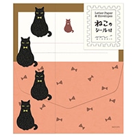 【ミドリ】ミニレターセット  黒猫柄 86306006