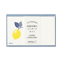 【ミドリ】 カードセット 活版  レモン柄 88565