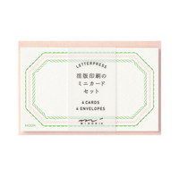 【ミドリ】 カードセット 活版  フレーム柄 ピンク 88566